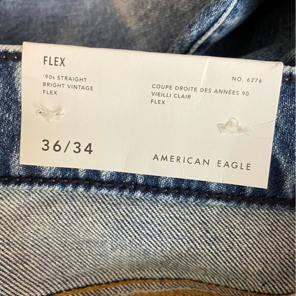 American Eagle 90s Straight Leg Flex Stretch Denim Blue Jeans Mens 36 New nwt - Picture 10 of 14